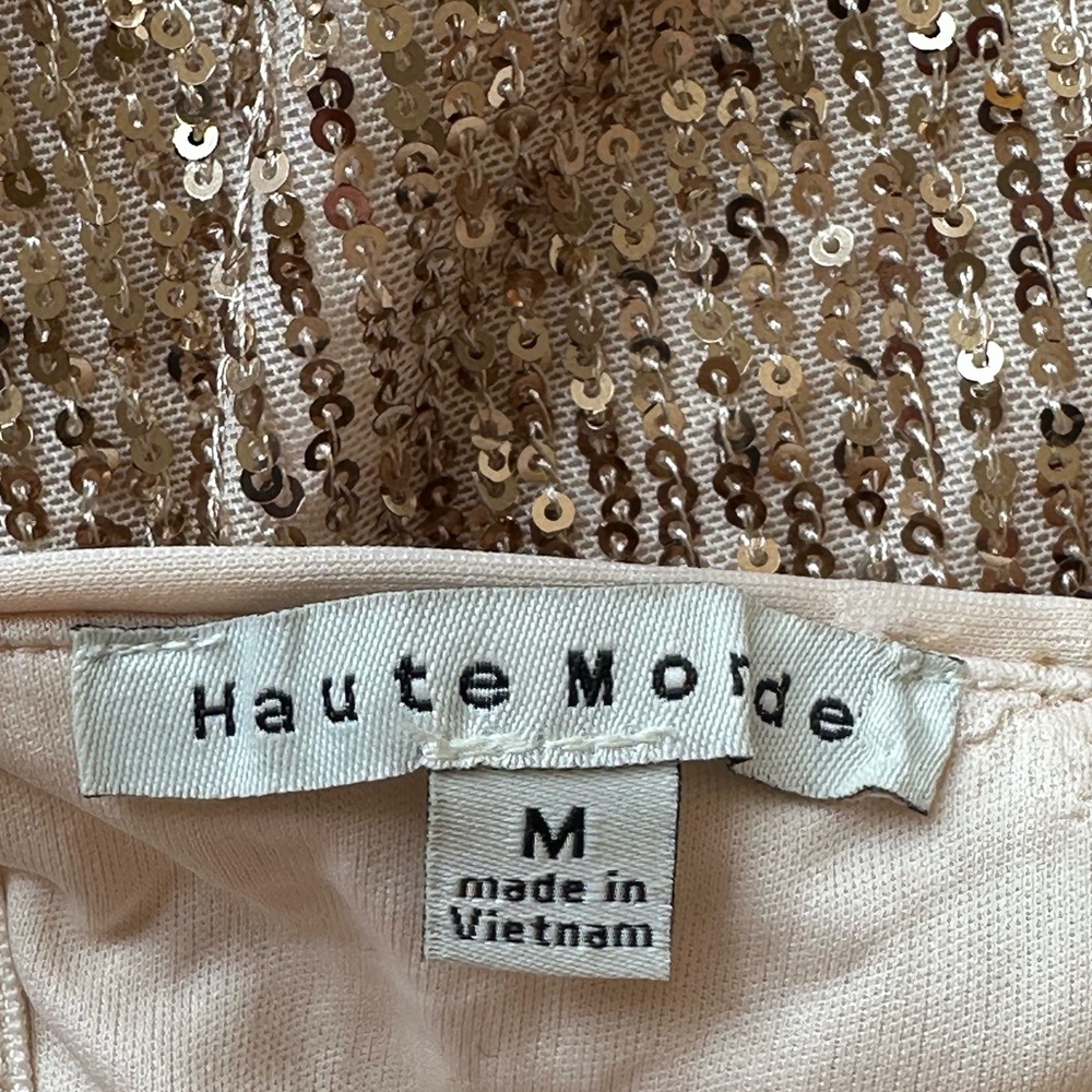 Haute Monde Gold Sequin Strapless Bodycon Dress Knee Length - Picture 9 of 9